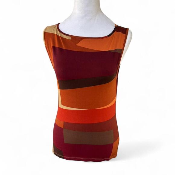 VINTAGE 2000'S LIMITED RETRO GRAPHIC COLORBLOCK STRETCHY TANK TOP MEDIUM EUC. - Picture 1 of 5